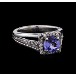 1.08ct Tanzanite and Diamond Ring - 14KT White Gold