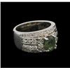Image 1 : 1.60ct Alexandrite and Diamond Ring - 18KT White Gold