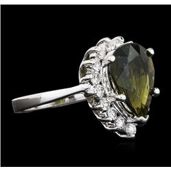 14KT White Gold 3.23ct Green Tourmaline and Diamond Ring