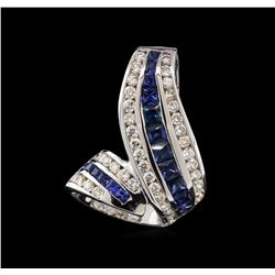 14KT White Gold 2.52ctw Sapphire and Diamond Pendant