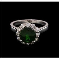 2.45ct Green Tourmaline and Diamond Ring - 14KT White Gold