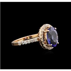 2.07ct Tanzanite and Diamond Ring - 14KT Rose Gold