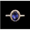 Image 2 : 2.07ct Tanzanite and Diamond Ring - 14KT Rose Gold