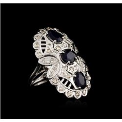 14KT White Gold 3.54ctw Sapphire and Diamond Ring