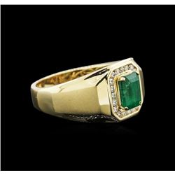 1.36ct Emerald and Diamond Ring - 14KT Yellow Gold