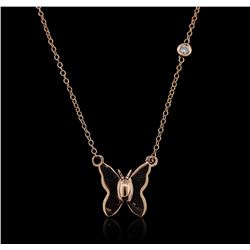 14KT Rose Gold 0.03ct Diamond Butterfly Necklace