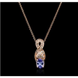 14KT Rose Gold 0.72ct Tanzanite and Diamond Pendant With Chain