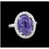 Image 1 : 8.19ct Tanzanite and Diamond Ring - 14KT White Gold