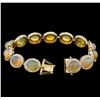 Image 3 : 19.06ctw Opal and Diamond Bracelet - 14KT Yellow Gold