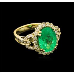 4.80ct Emerald and Diamond Ring - 14KT Yellow Gold