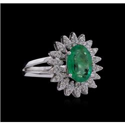 14KT White Gold 1.53ct Emerald and Diamond Ring