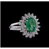 Image 1 : 14KT White Gold 1.53ct Emerald and Diamond Ring