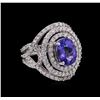 Image 1 : 14KT White Gold 3.82ct Tanzanite and Diamond Ring