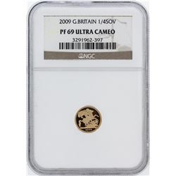 2009 NGC PF69 Ultra Cameo Great Britain 1/4 Sovereign Gold Coin