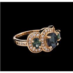 3.39ctw Sapphire and Diamond Ring - 18KT Rose Gold