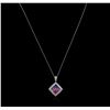 Image 1 : 2.45ctw Multi Color Sapphire and Diamond Pendant With Chain - 14KT White Gold