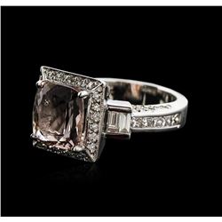 14KT White Gold 3.23ct Morganite and Diamond Ring