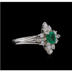 0.38ct Emerald and Diamond Ring - 14KT White Gold