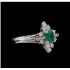 Image 1 : 0.38ct Emerald and Diamond Ring - 14KT White Gold
