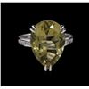 Image 2 : 11.60ct Lemon Quartz and Diamond Ring - 14KT White Gold