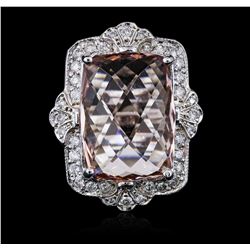 14KT White Gold 13.52ct Morganite and Diamond Ring