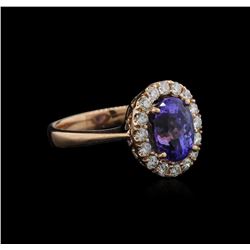 3.33ct Tanzanite and Diamond Ring - 14KT Rose Gold