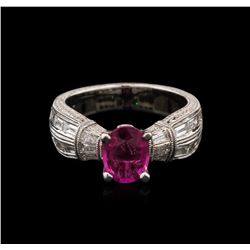 1.14ct Pink Sapphire and Diamond Ring - 18KT White Gold