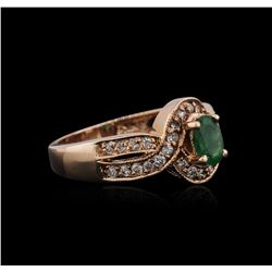 14KT Rose Gold 0.42ct Emerald and Diamond Ring