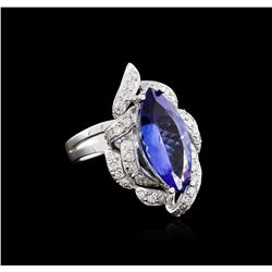 14KT White Gold 3.92ct Tanzanite and Diamond Ring