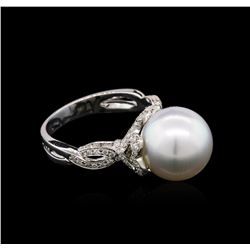 11.50MM Pearl and Diamond Ring - 18KT White Gold