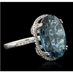 14KT White Gold 14.83ct Topaz and Diamond Ring