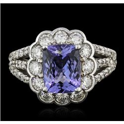 14KT White Gold 2.19ct Tanzanite and Diamond Ring