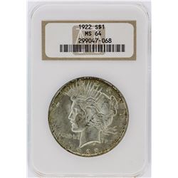 1922 NGC MS64 Peace Silver Dollar