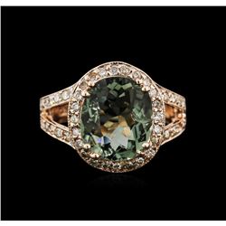 3.90ct Tourmaline and Diamond Ring - 14KT Rose Gold