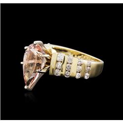 14KT Yellow and White Gold 3.18ct Morganite and Diamond Ring