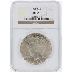 1924 NGC MS65 Peace Silver Dollar