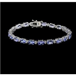 14KT White Gold 9.14ctw Tanzanite and Diamond Bracelet