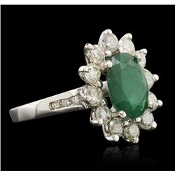 14KT White Gold 2.49ct Emerald and Diamond Ring