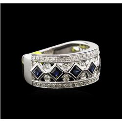 1.10ctw Blue Sapphire and Diamond Ring - 14KT White Gold