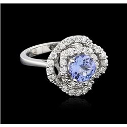 14KT White Gold 1.40ct Tanzanite and Diamond Ring