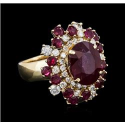 14KT Yellow Gold 10.52ctw Ruby and Diamond Ring