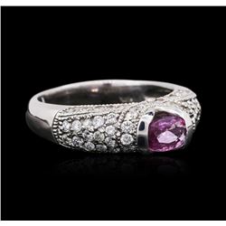 14KT White Gold 0.43ct Pink Sapphire and Diamond Ring