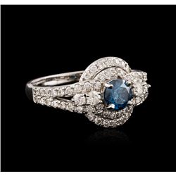 14KT White Gold 1.29ctw Fancy Blue Diamond Ring