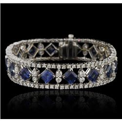 18KT White Gold 16.40ctw Sapphire and Diamond Bracelet