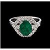 Image 2 : 1.60ct Emerald and Diamond Ring - 18KT White Gold