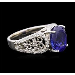 14KT White Gold 4.10ct Tanzanite and Diamond Ring