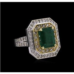 14KT White Gold 3.75ct Emerald and Diamond Ring