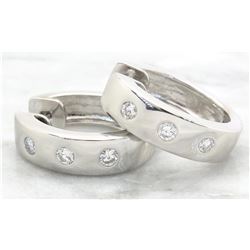 0.33ctw Diamond Huggie Earrings - 14KT White Gold