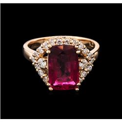 3.35ct Pink Tourmaline and Diamond Ring - 14KT Rose Gold