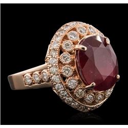 14KT Rose Gold 5.47ct Ruby and Diamond Ring